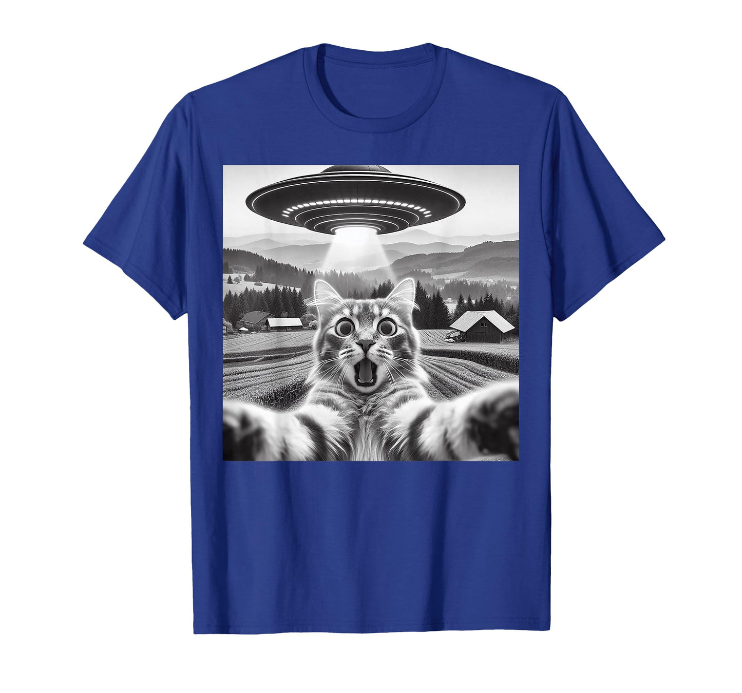 Cat Selfie with Alien UFO Funny Cat Gifts for Men Women Kid T-Shirt