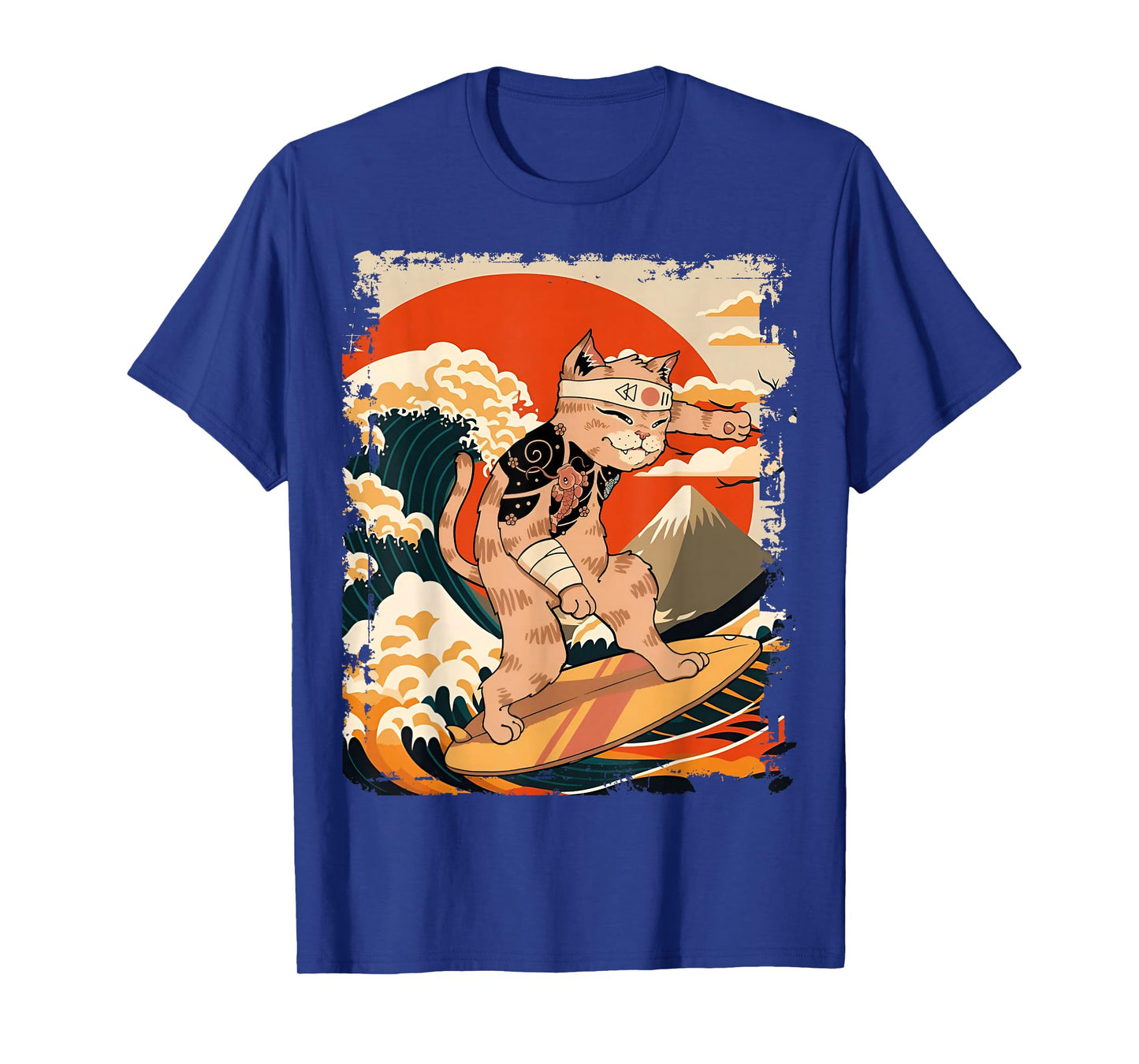 Japanese Ninja Art and Japan Surfing Cat T-Shirt
