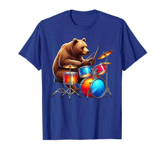 Cute Bear Playing Drums Drummer Music T-Shirt