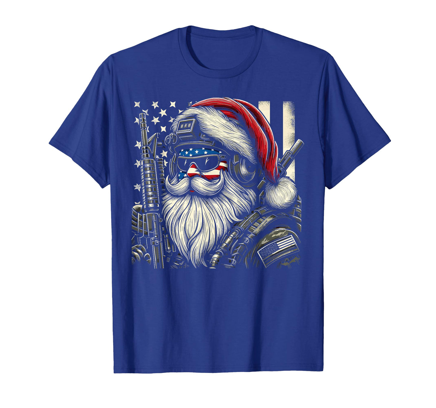 Patriotic American Santa Soldier Veteran Christmas Military T-Shirt