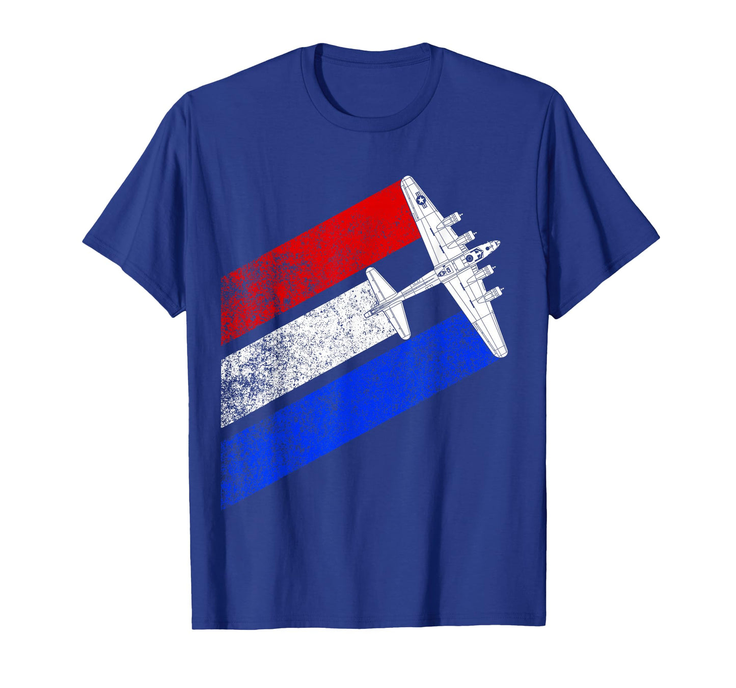 Vintage WW2 B-17 Flying Fortress Schematic American Flag T-Shirt
