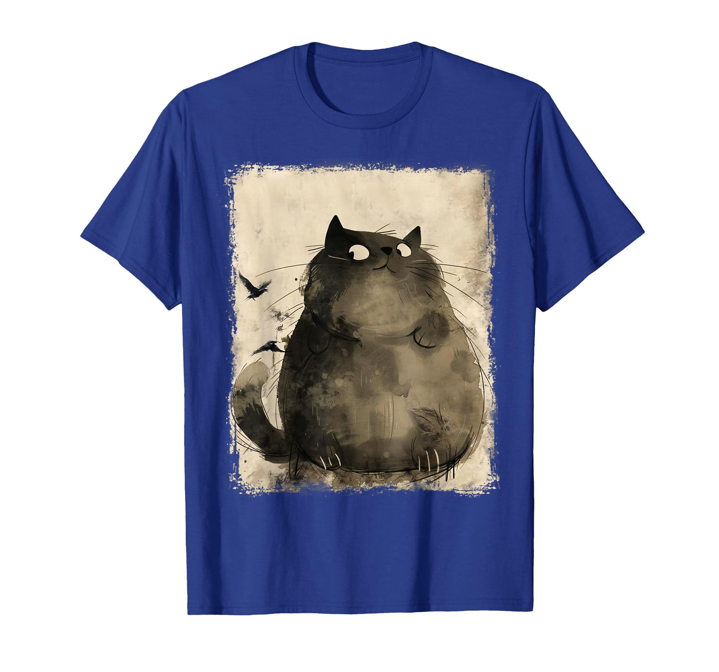 Funny Japanese Fat Black Cat Art Anime Vintage Black Cat T-Shirt