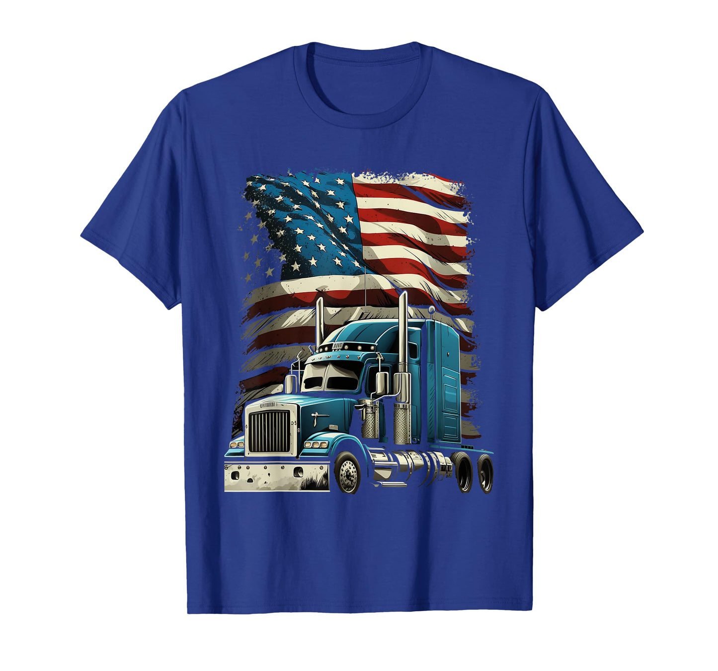 Trucker US American Flag For Patriotic Truck Driver T-Shirt