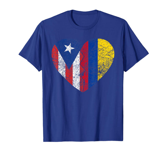 Colombian Puerto Rican Flags Heart | Puerto Rico Colombia T-Shirt