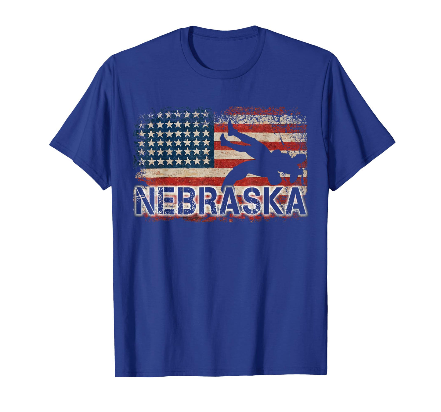 Nebraska Wrestling American Flag T-Shirt