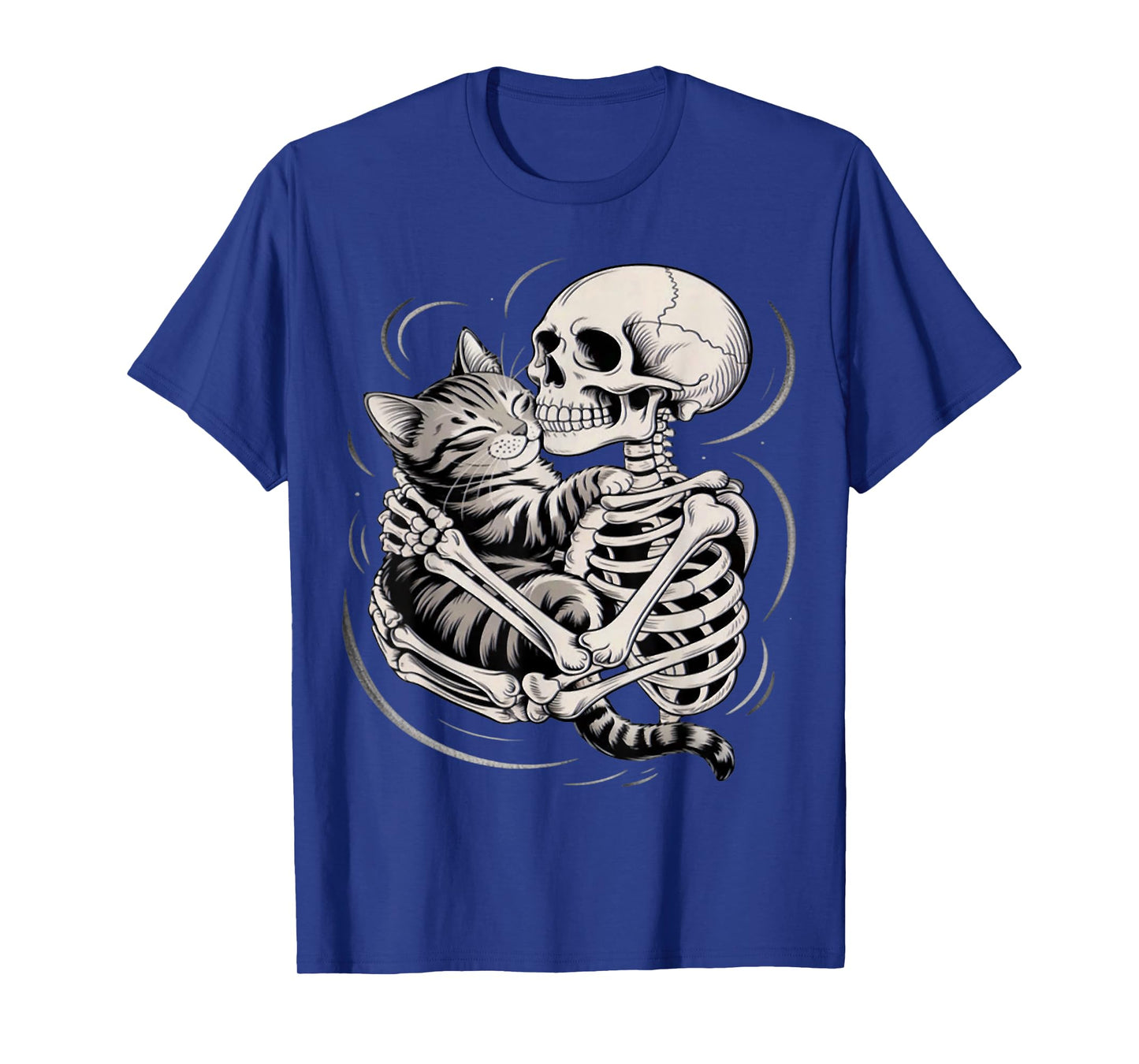 Skeleton Hugging Cat Halloween Cat Lover Cat Mom Dad T-Shirt