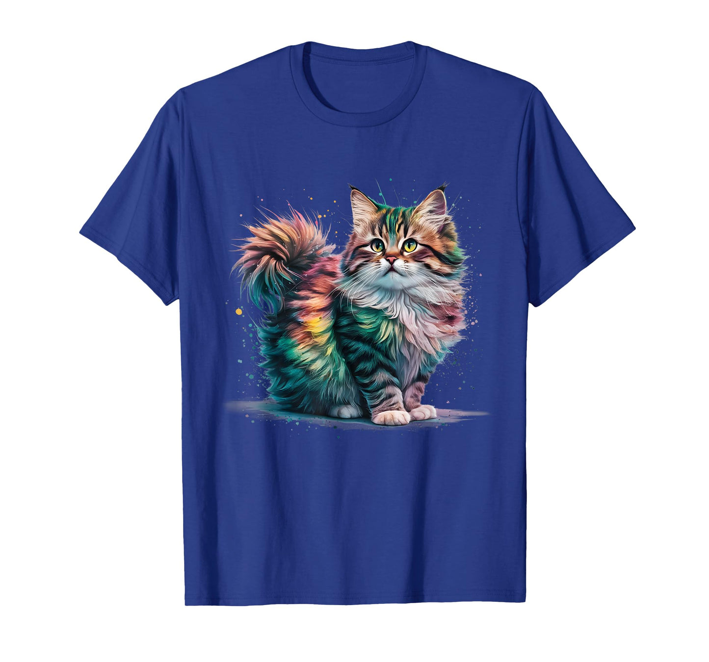 Cat Men Women Colourful Watercolour Cat T-Shirt