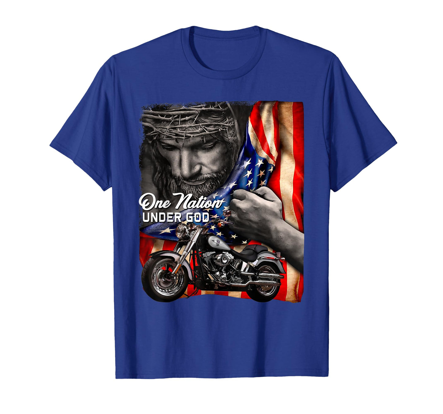 One Nation Under God Motorcycle Biker Flag Patriotic T-Shirt