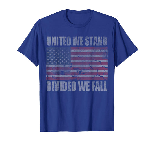American Flag United We Stand Divided We Fall Distressed T-Shirt