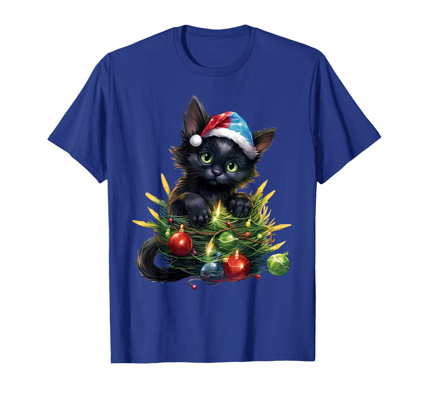 Cute Christmas Cat kittens with Santa Claus hat merry catmas T-Shirt