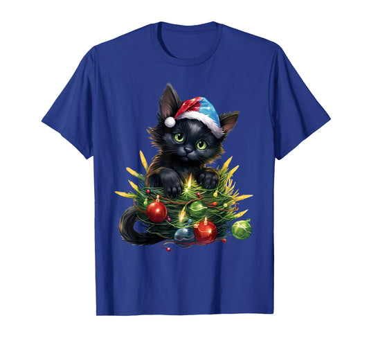 Cute Christmas Cat kittens with Santa Claus hat merry catmas T-Shirt