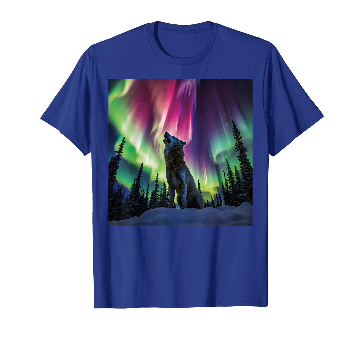 Alaska Aurora Borealis Howling Wolf Aesthetic Photo Souvenir T-Shirt