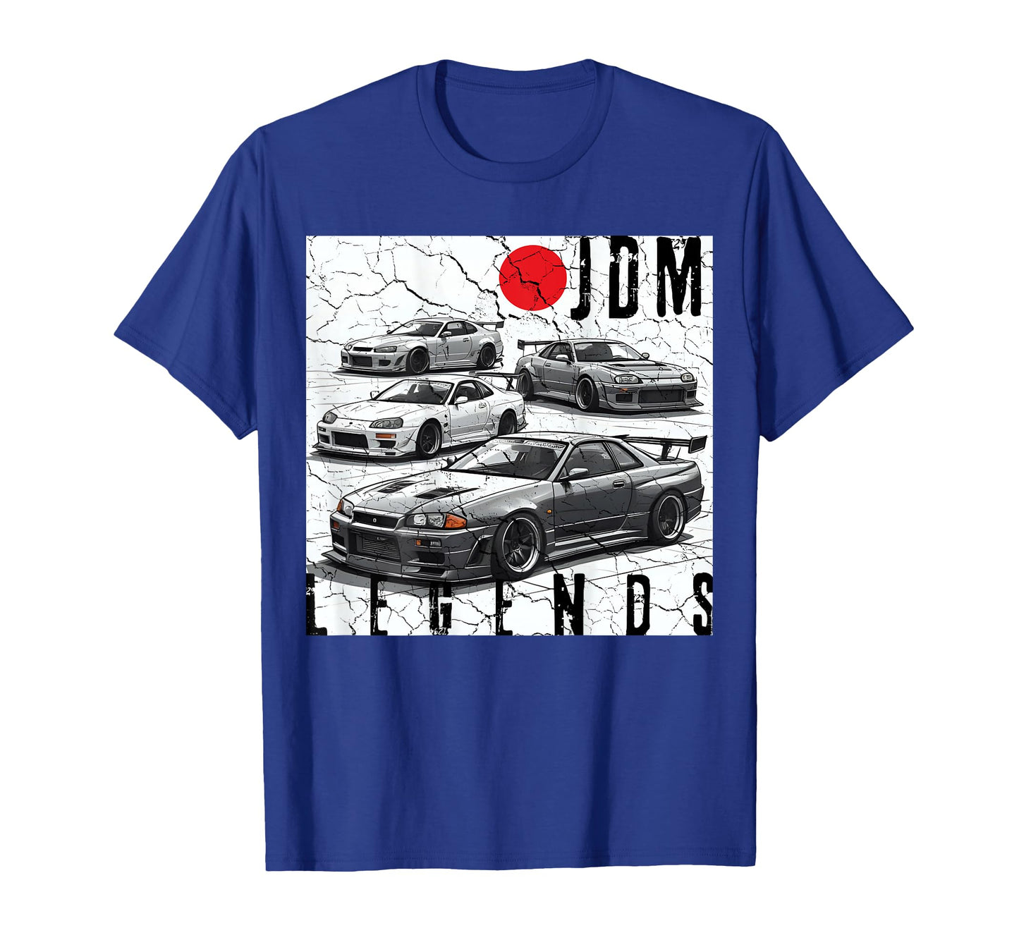 Backprint Distress JDM Legends Race Cars Japanese Flag Gifts T-Shirt