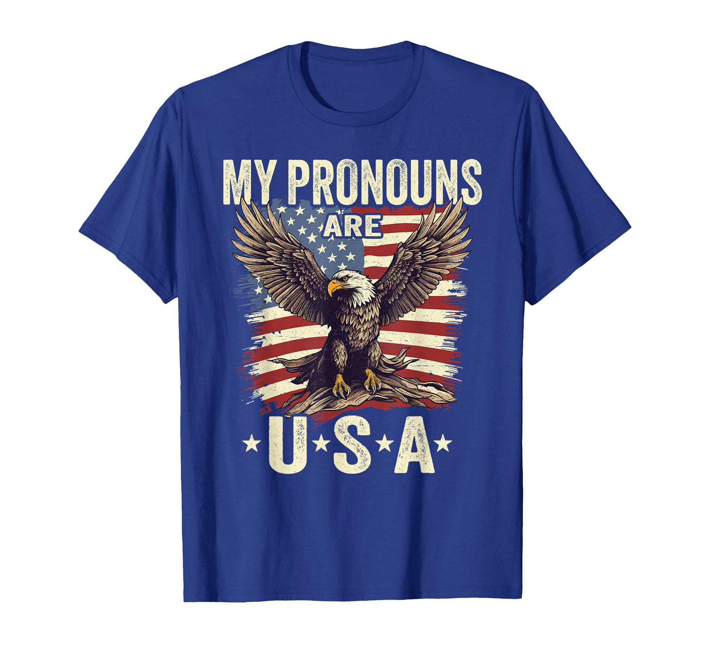 Patriotic American Flag Eagle 4th July My Pronouns Are USA T-Shirt