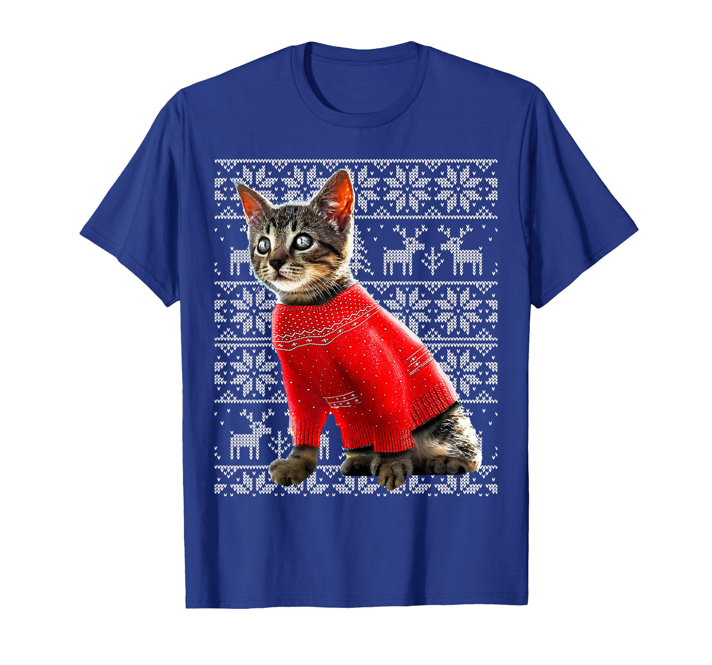 Ugly Christmas Sweater Cat Shirt Christmas Cat Gifts Women T-Shirt