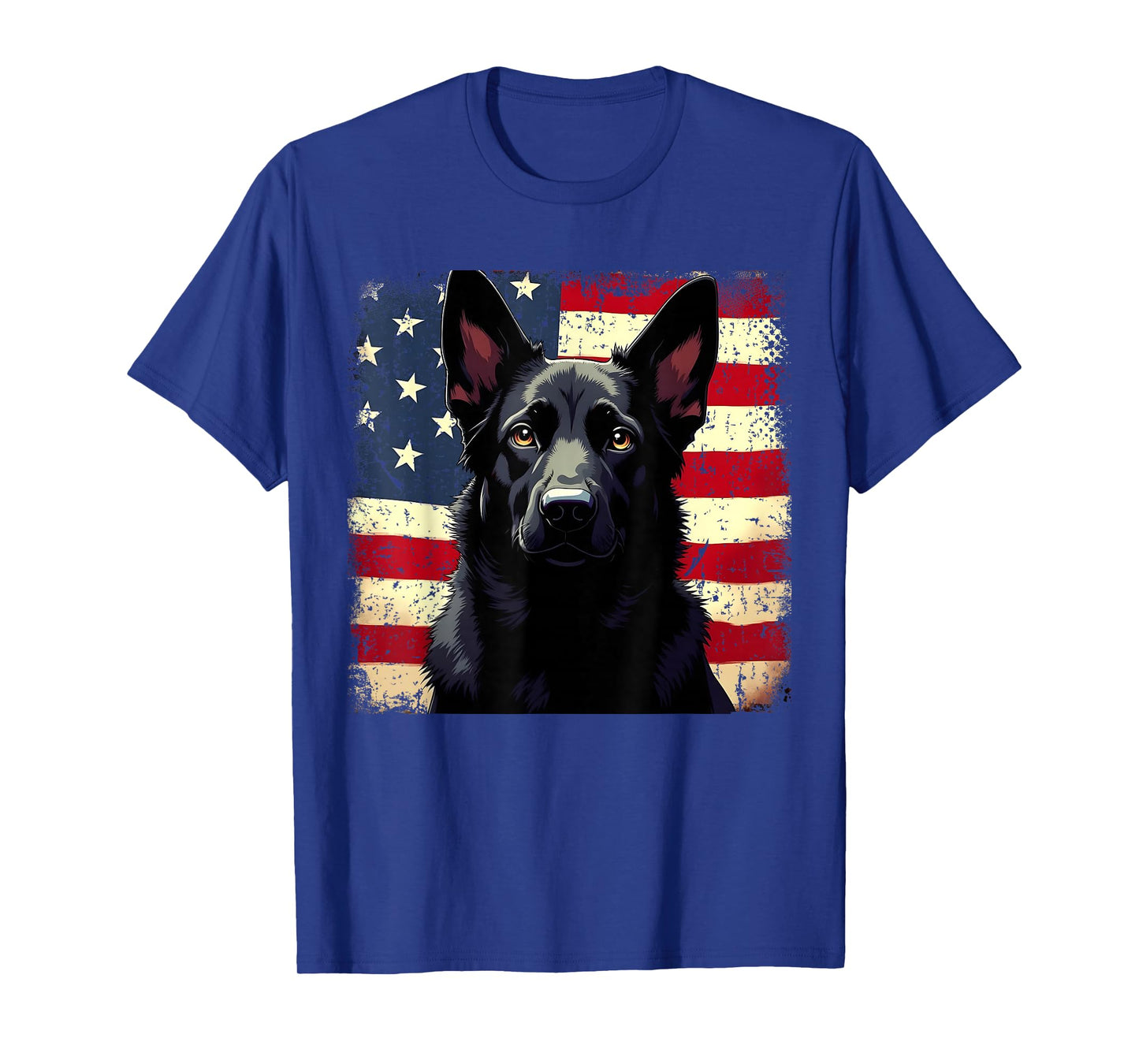Patriotic Black German Shepherd USA American Flag Dog Lover T-Shirt