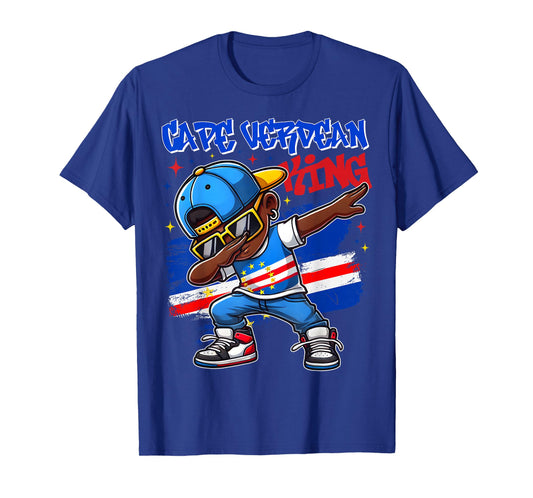 Cape Verdean King Dabbing Cape Verde Flag Pride for Kids T-Shirt