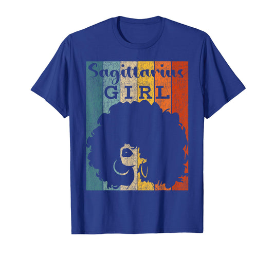 Sagittarius Girl Afro Natural Hair Diva Black Woman Zodiac T-Shirt
