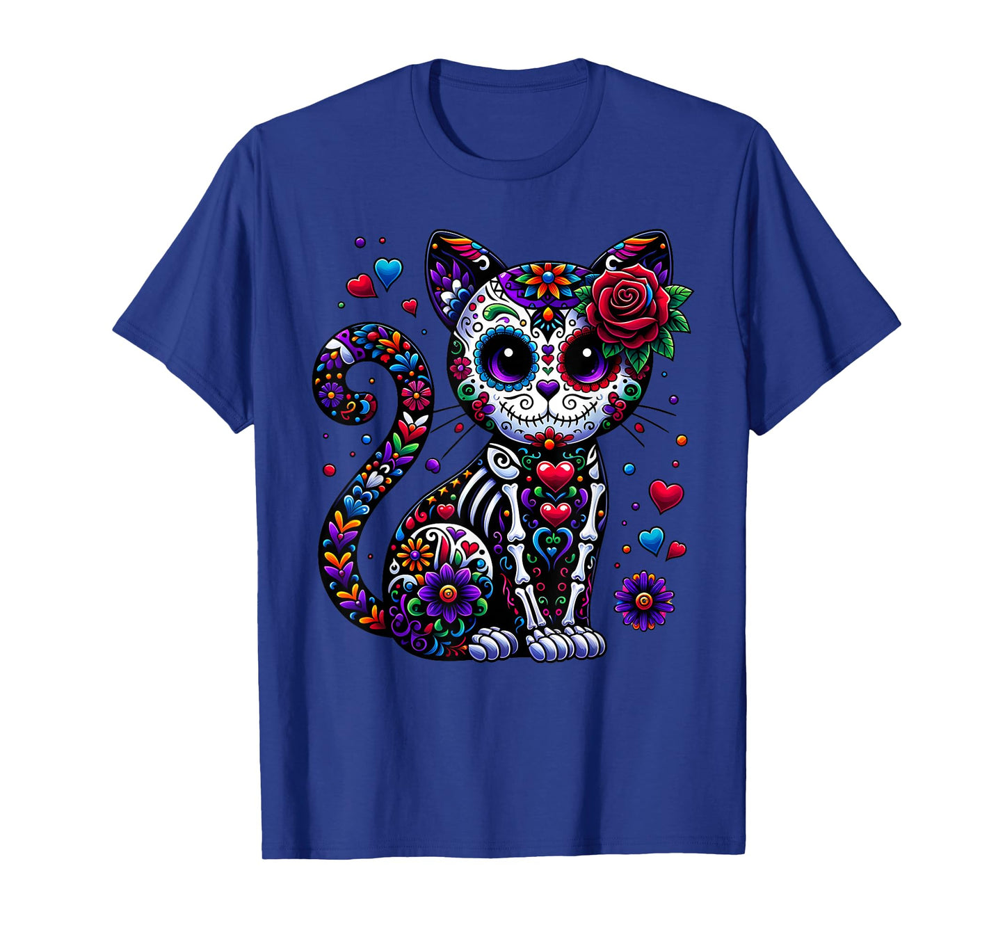 Dia De Los Muertos Cinco De Mayo Cat Sugar Skull Men Women T-Shirt