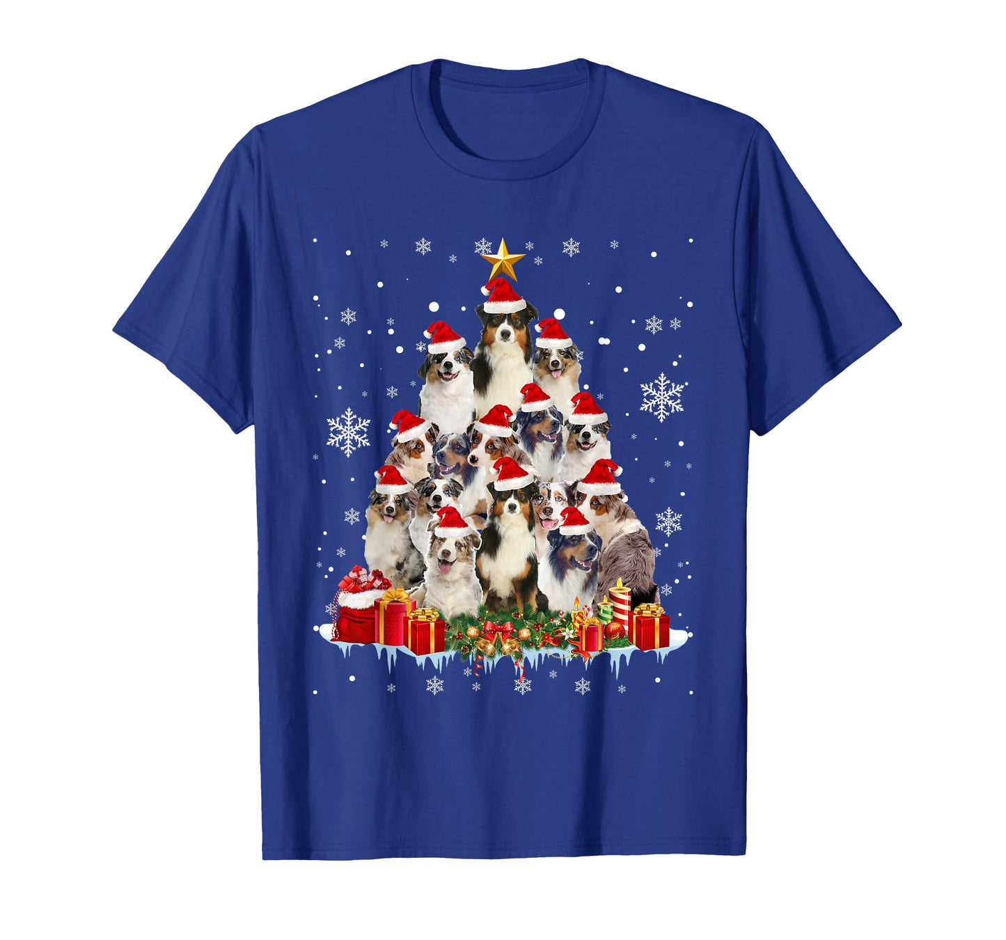 Aussie Christmas Tree Funny Xmas Gifts For Dog Lover T-Shirt for Men Women Kids