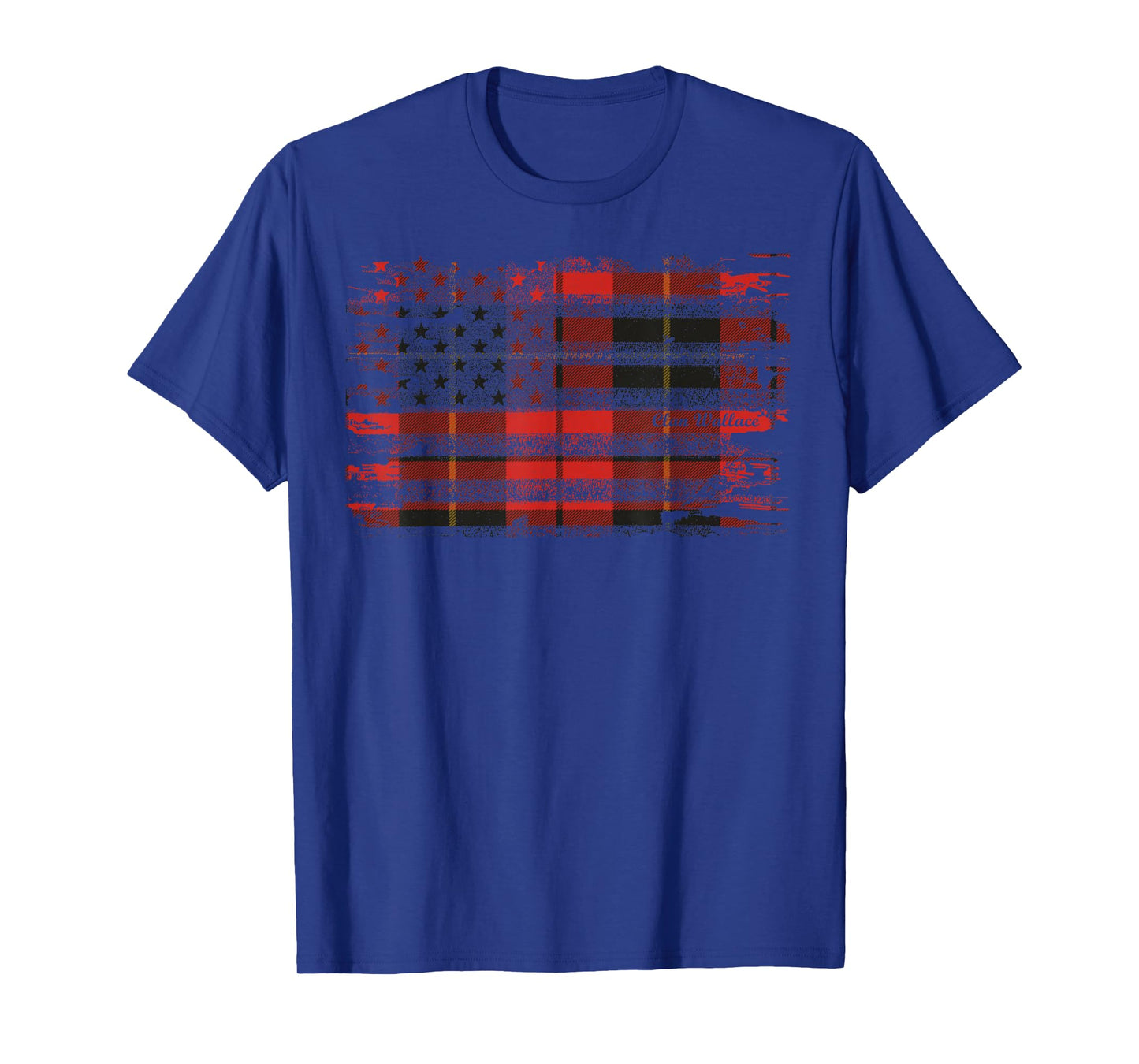 Clan Wallace American Flag Scottish Tartan T-Shirt