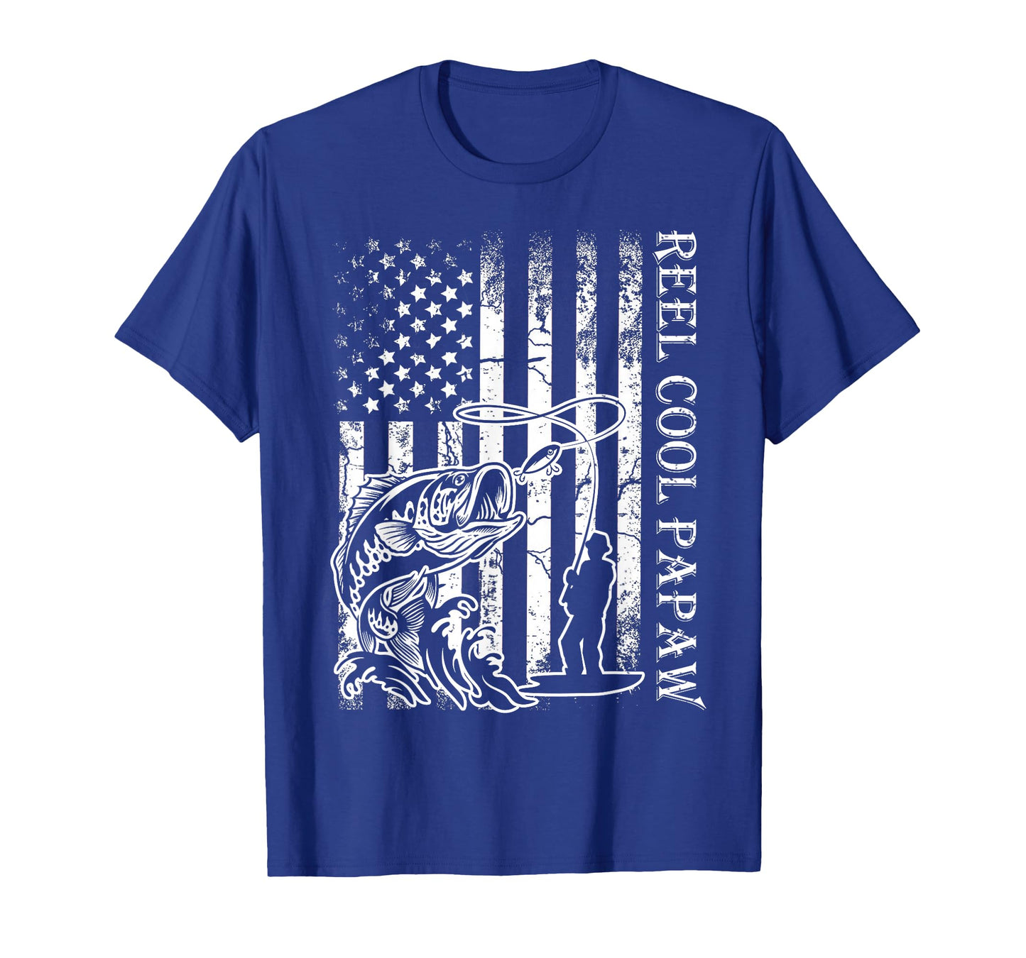 Fishing Reel Cool Papaw American Flag Fathers Day T-Shirt