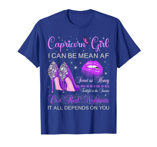 Capricorn Girl Birthday High Heels Dripping Lips Butterfly T-Shirt