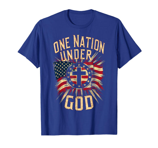 One Nation Under God Christian Patriotic American Flag T-Shirt