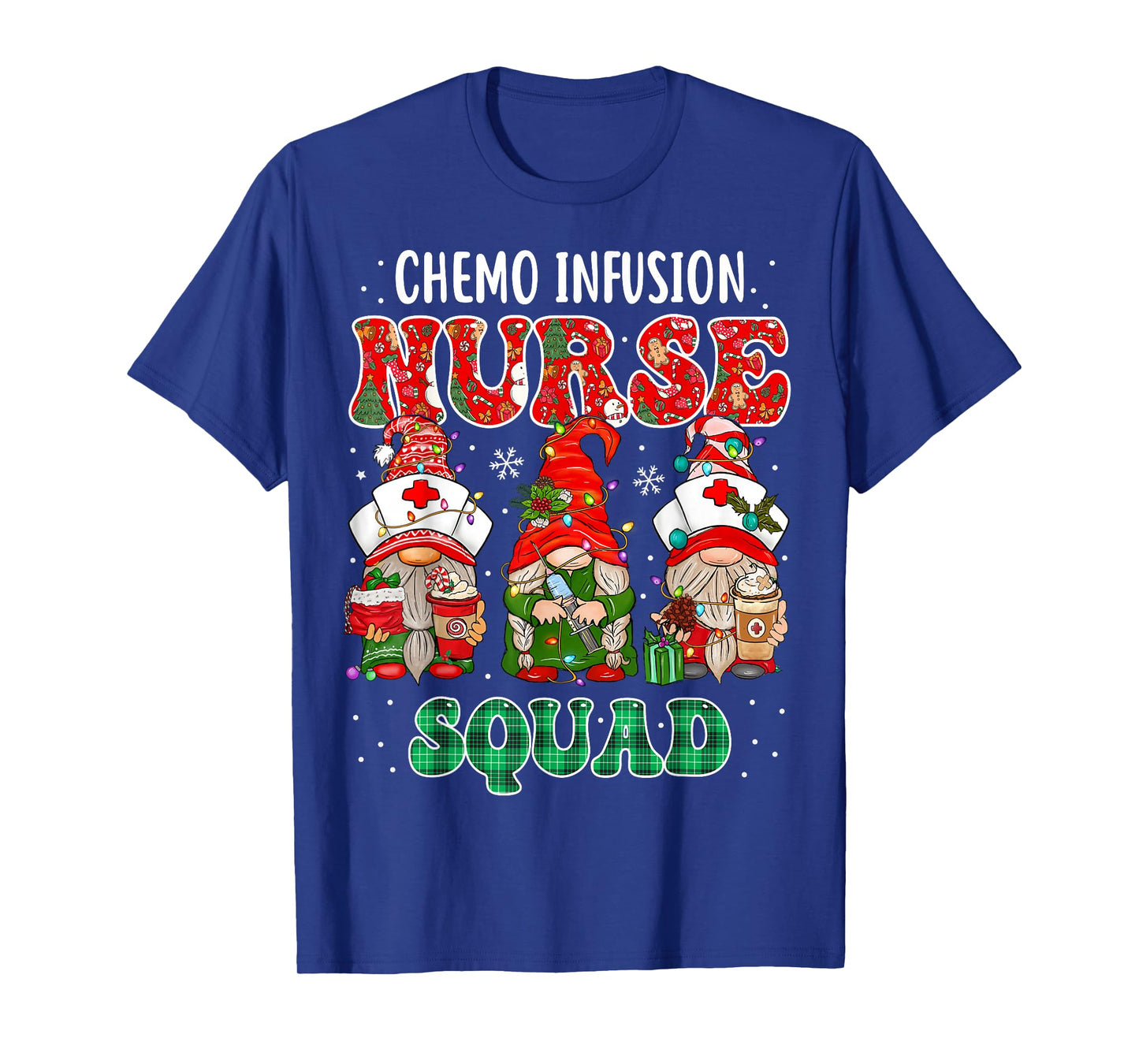 Chemo Infusion Nurse Cute Christmas Gnomes Oncology Nurse T-Shirt