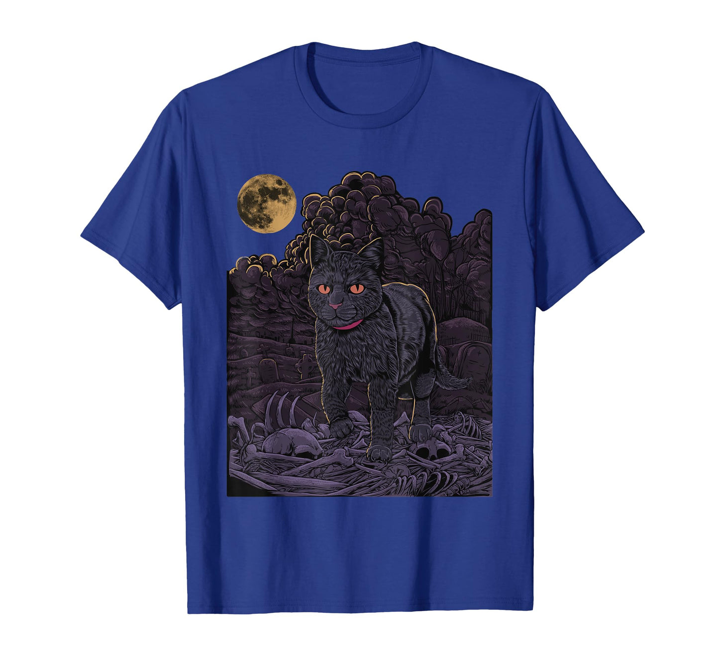Evil Cat - Black cat in the cemetery - Gothic Cat T-Shirt for Men Women