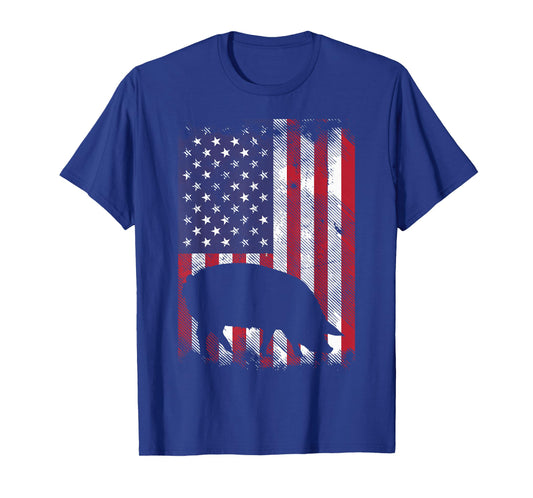 American Flag Pig Vintage Farm Animal Patriotic Farmer Gift T-Shirt Small