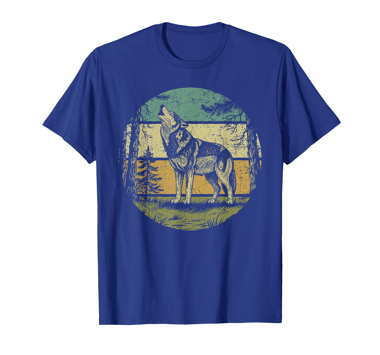 Retro Forest Wolf Outdoors Nature Women Men Vintage Graphic T-Shirt