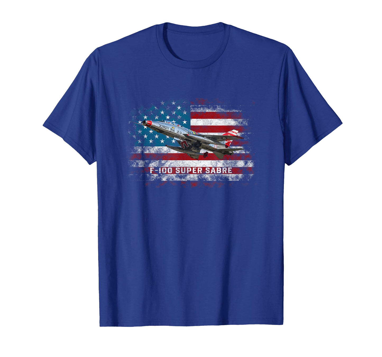 F-100 Super Sabre Jet Fighter Plane American Flag Pilot Vet T-Shirt