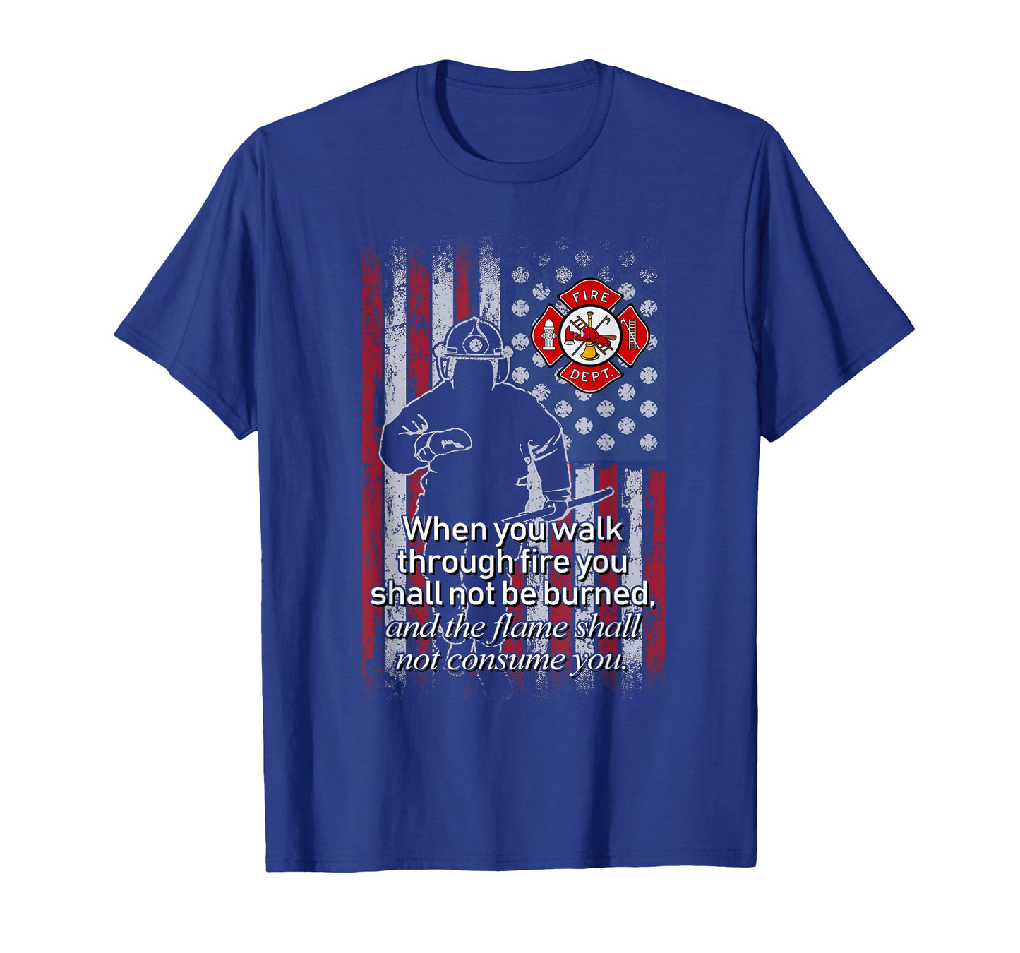 Thin Red Line Firefighter Bible Verse American Flag T-Shirt T-Shirt
