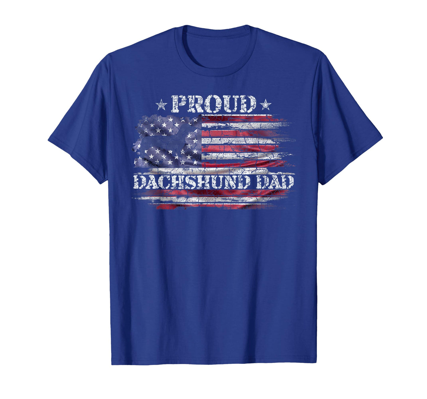 Vintage USA American Flag Dachshund Dog Dad Doxie Silhouette T-Shirt