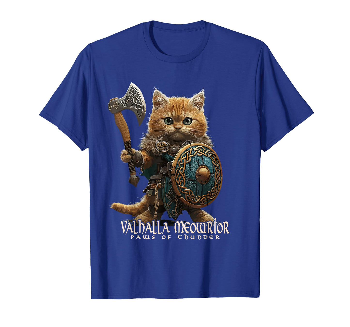 Nordic Norse Valhalla Viking Cat Warrior for Women Men Kids T-Shirt
