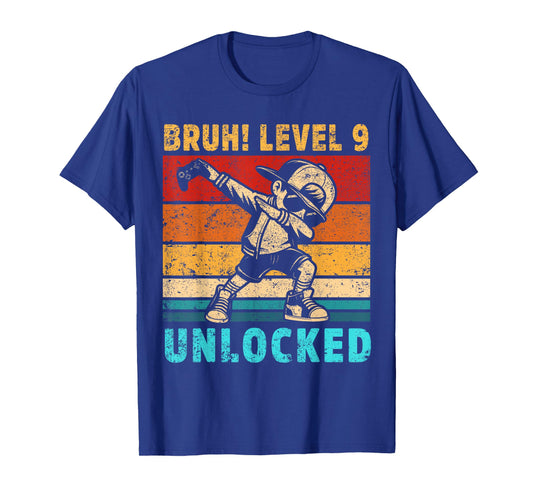 9 Year Old Birthday Dabbing Boy Bruh 9th Level Unlocked T-Shirt