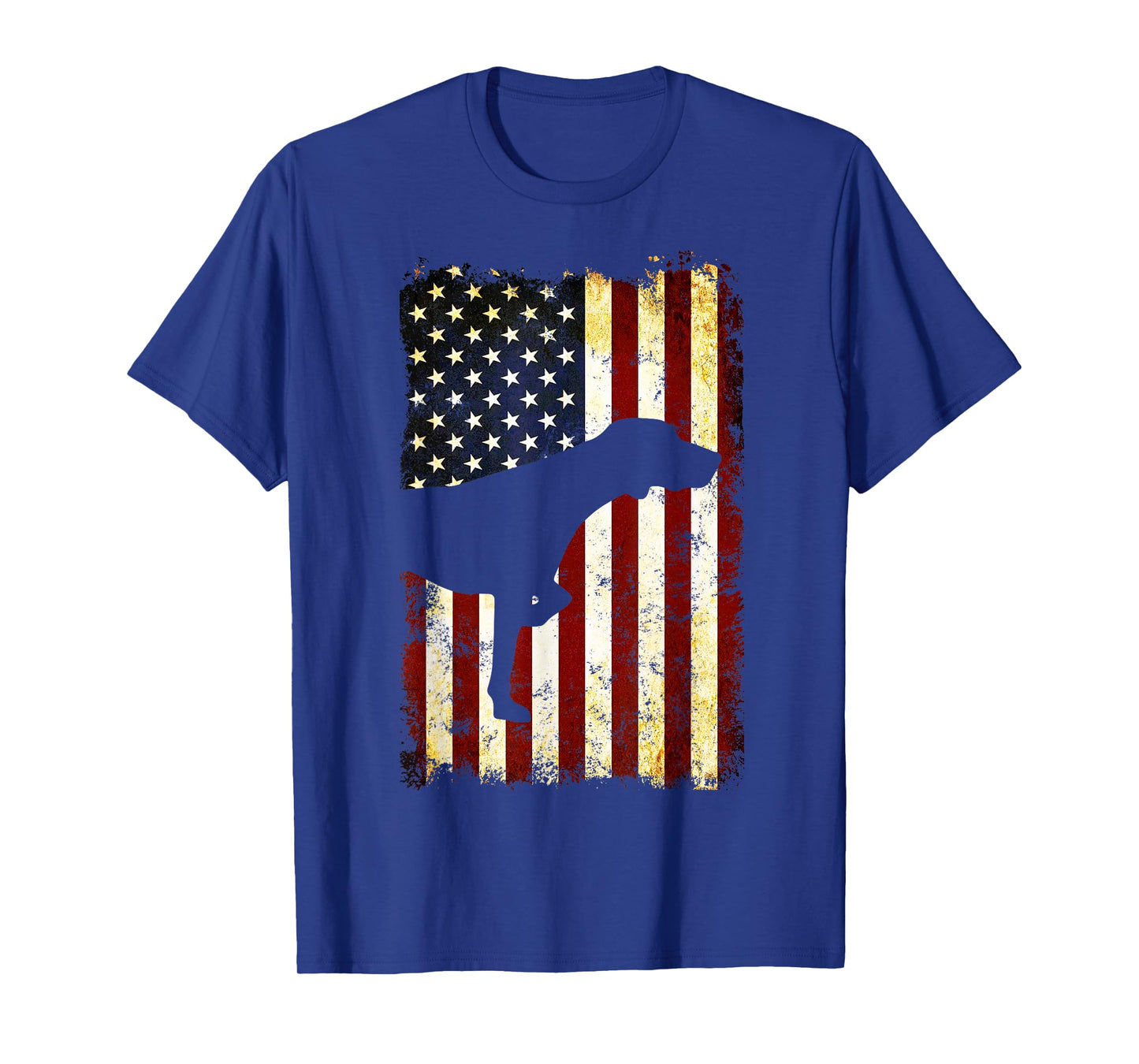 German Shorthaired Pointer Silhouette American Flag T-Shirt