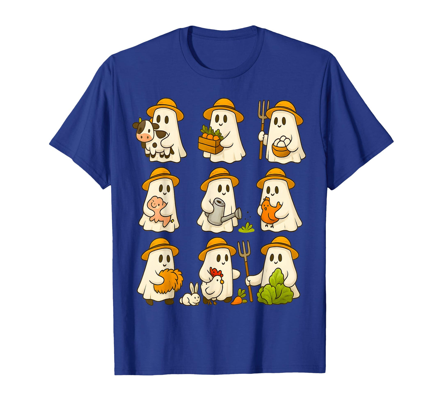 Cute Ghost Farmer Halloween Fall Farming Lover T-Shirt