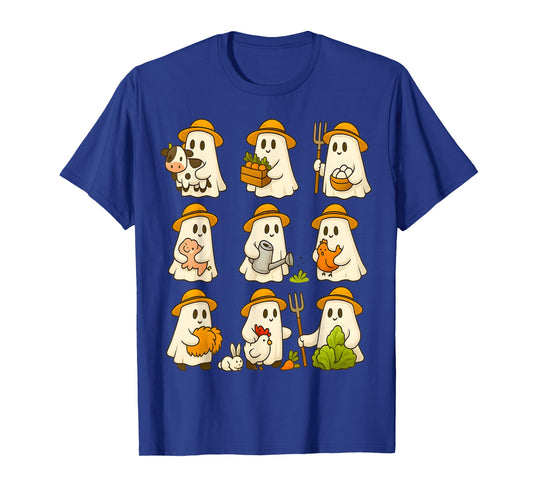 Cute Ghost Farmer Halloween Fall Farming Lover T-Shirt