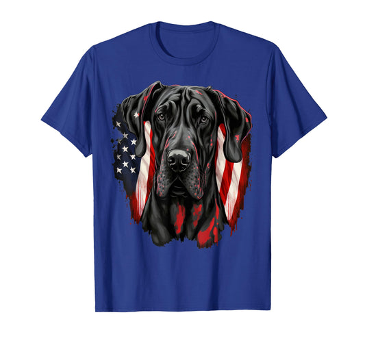 USA 4th of July Great Dane on Patriotic American Great Dane T-Shirt