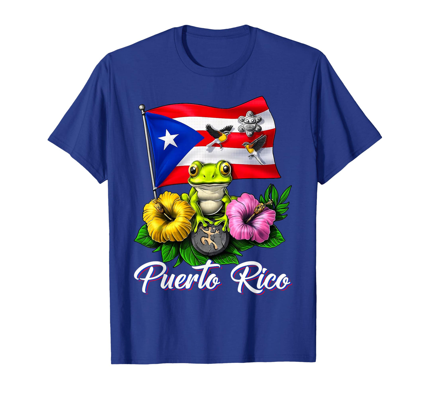 Coqui Frog & Flowers Boricua Puerto Rican Flag Puerto Rico T-Shirt