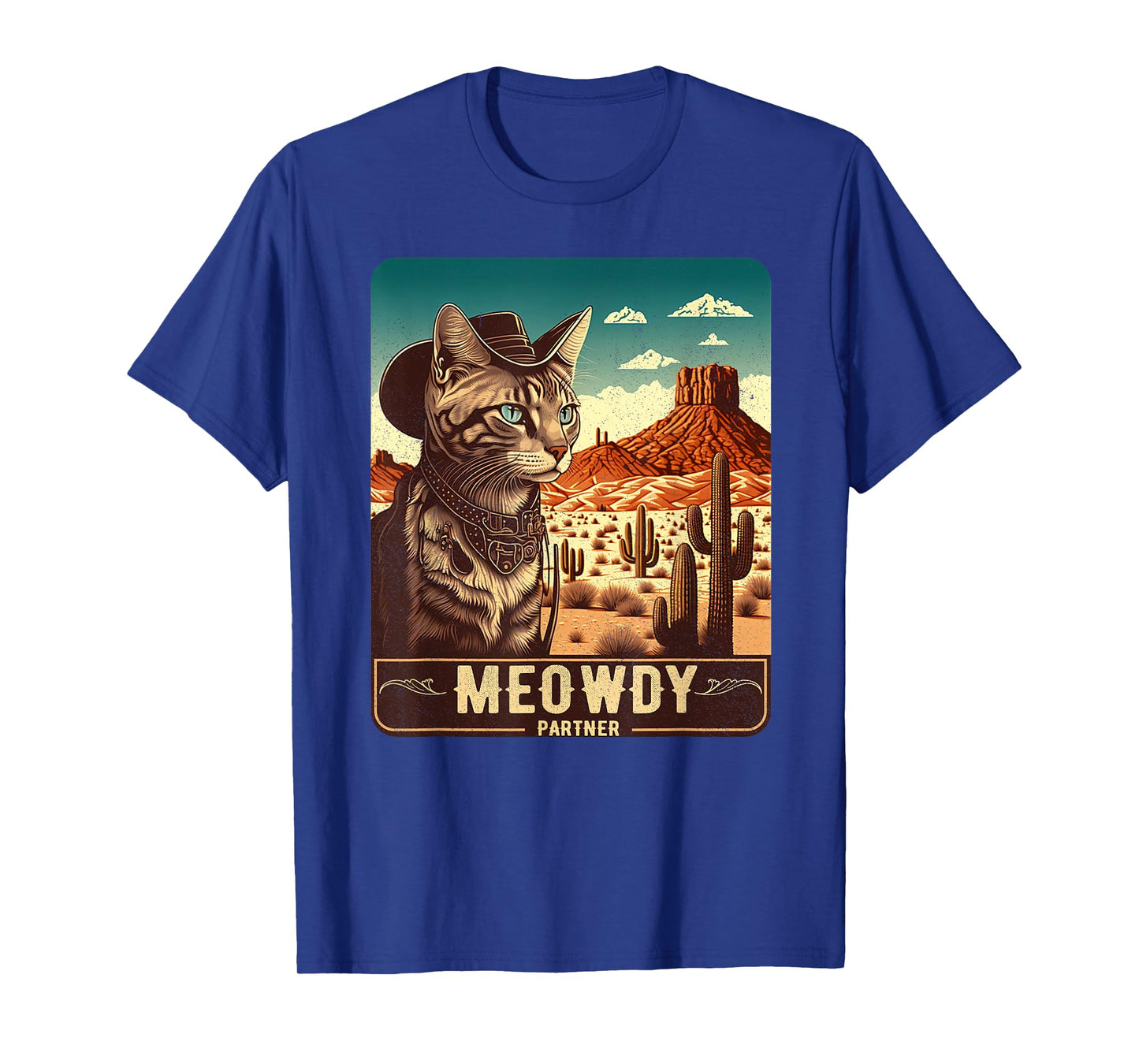 Meowdy! Funny Country Music Cat Cowboy Hat Poster Funny T-Shirt