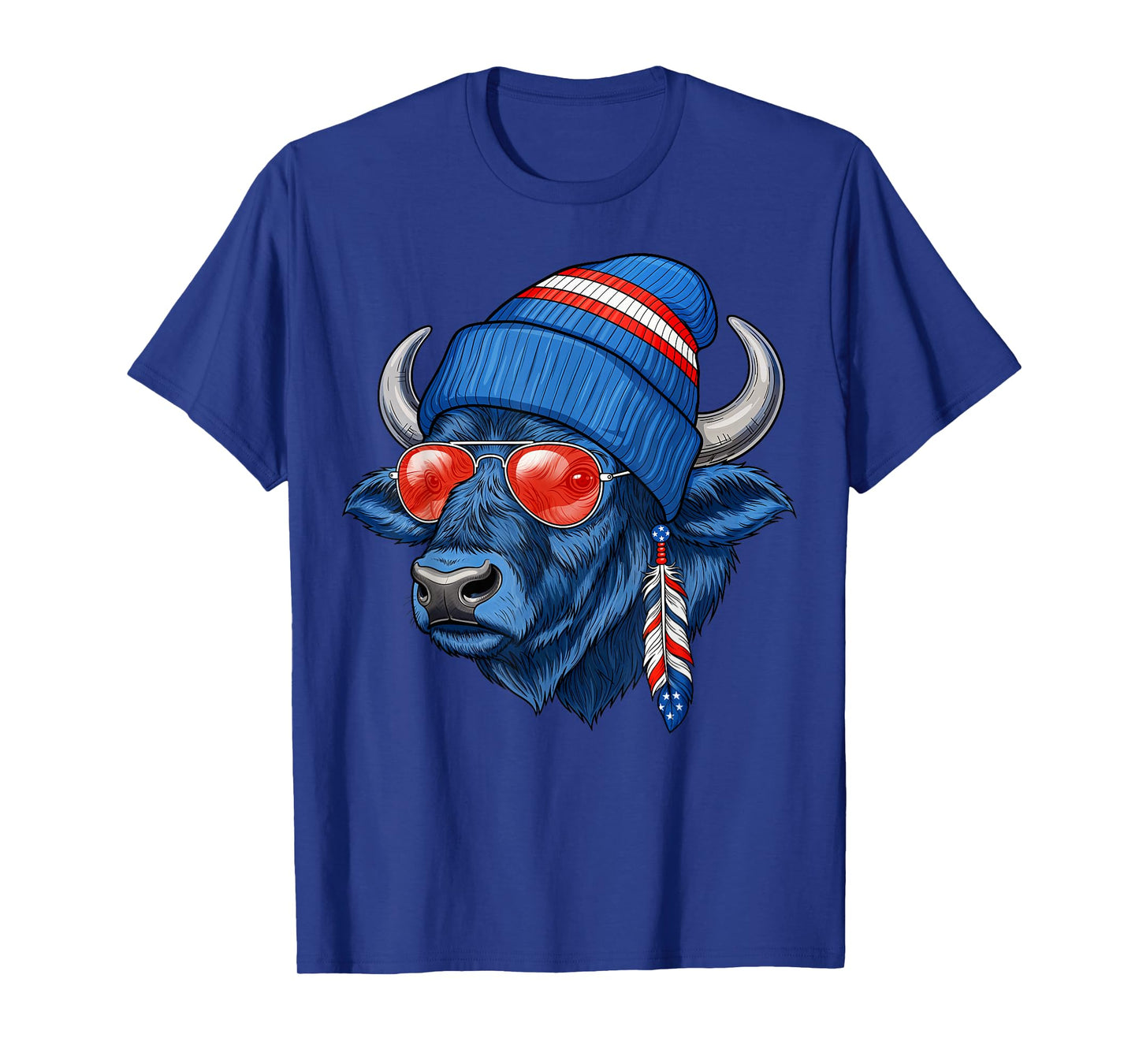 Cool Buffalo Wearing a Beanie and Sunglasses for Men Women T-Shirt