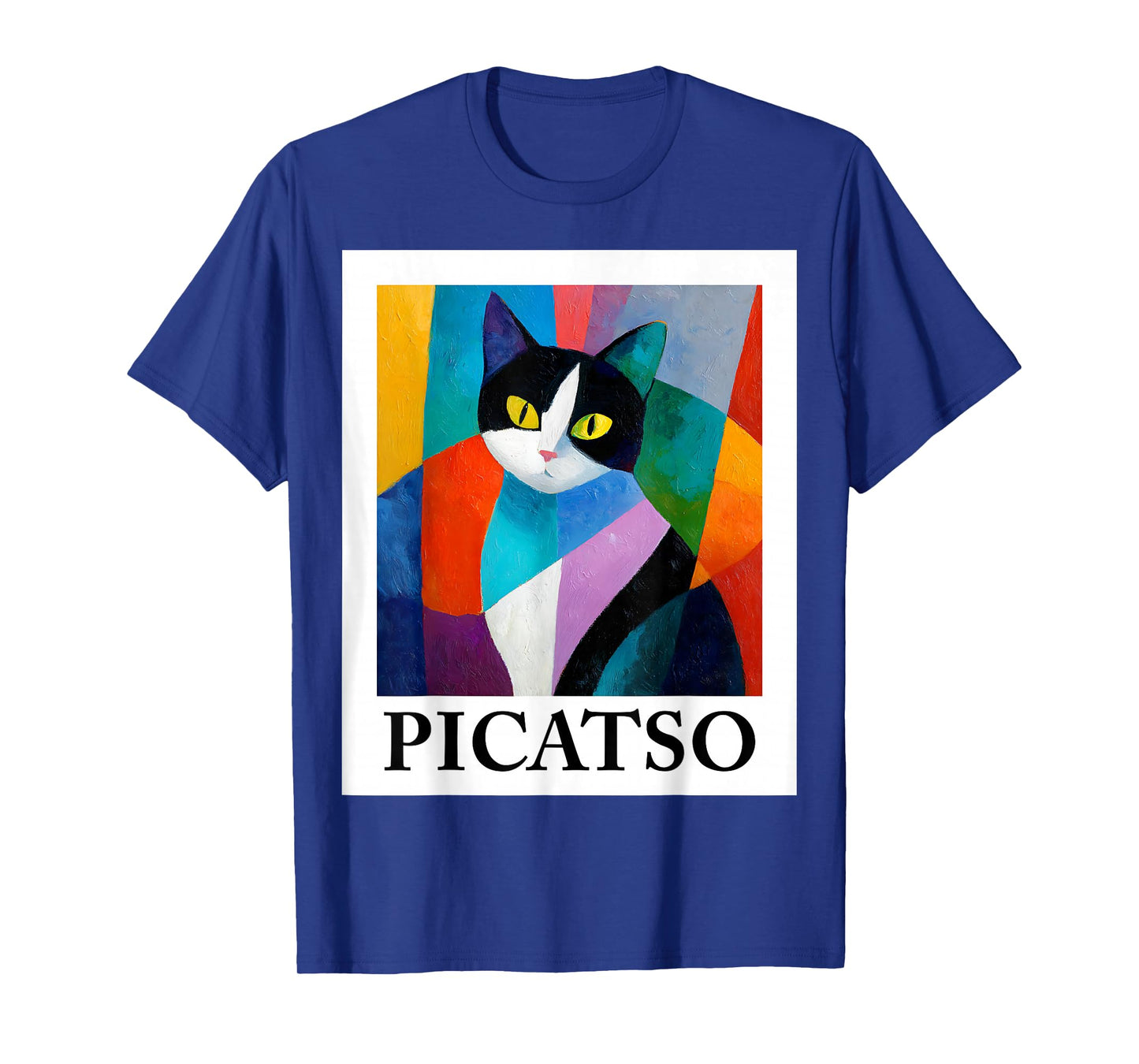 Colorful Cubist Cat Art Design – Funny Abstract Picatso T-Shirt