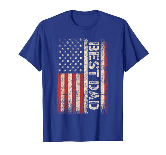 Best Dad Ever US American Flag Shirt Father's Day Men Tee T-Shirt