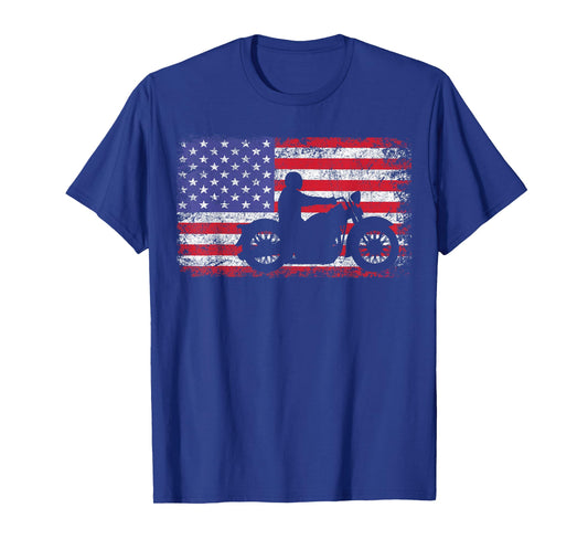 American Flag Biker Motorcycle T-Shirt T-Shirt