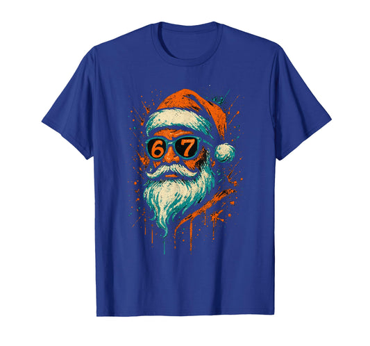 67 Christmas Santa Face 6 7 Meme Six Seven Teen Boys Kids T-Shirt