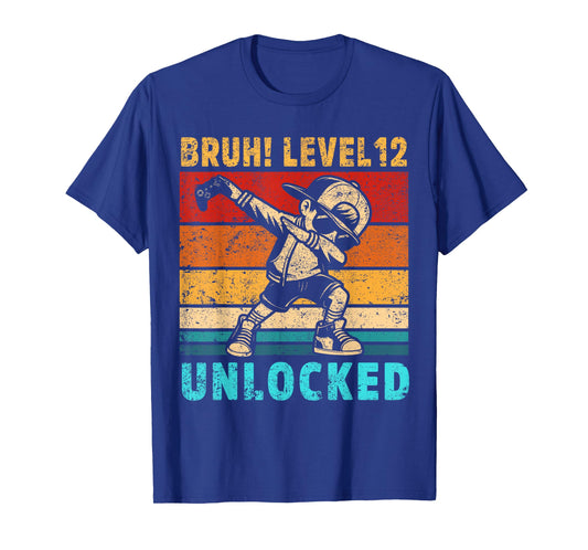 12 Year Old Birthday Dabbing Boy Bruh 12th Level Unlocked T-Shirt