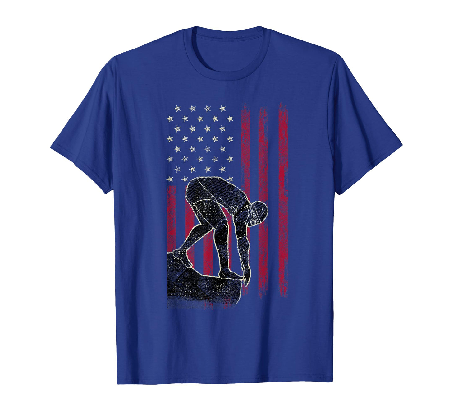 Swimming Vintage American Flag 4th Of July Tee Gift T-Shirt